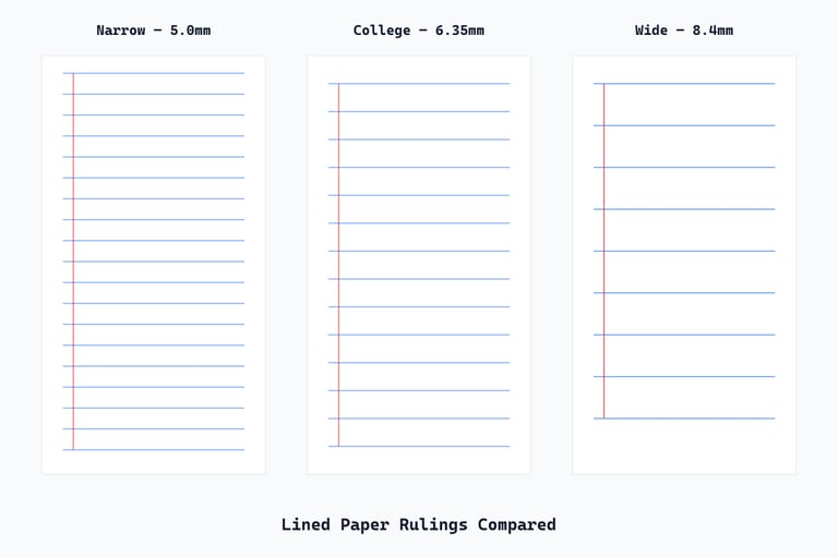 Les différents styles d'écriture nécessitent différents espacements entre les lignes. Voici comment se comparent les réglures de papier les plus populaires.